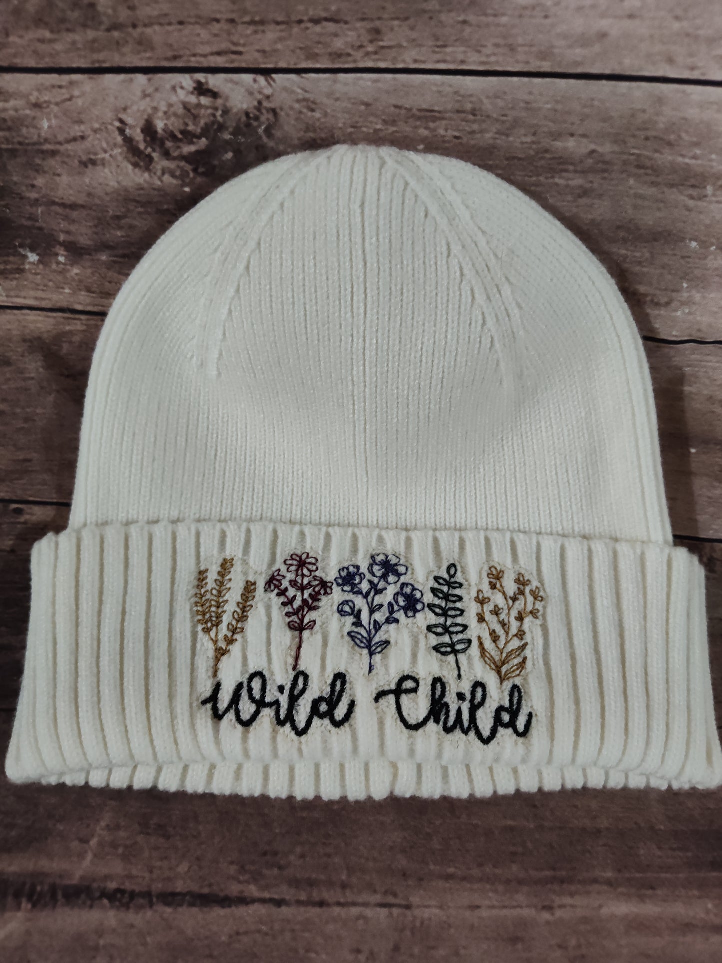 Wild Child Embroidered Beanie Boho Beanie